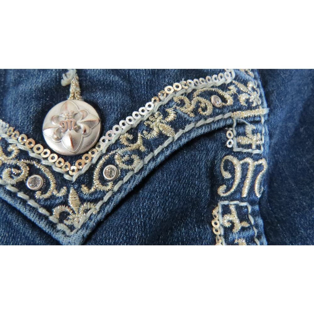 Y2K Miss Me Hailey Skinny Jeans Womens 29 Blue Flap Pocket Bling Stretch Denim - Picture 5 of 13